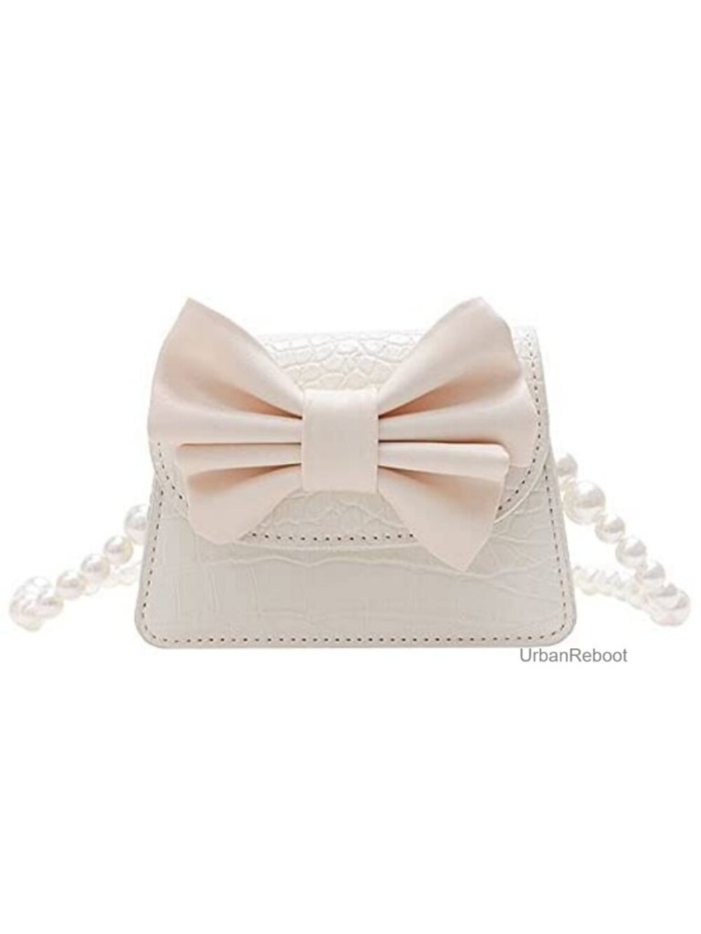 Small Toddler Crossbody Bag PU Faux Fur Pearl Chain Handbag for Kids